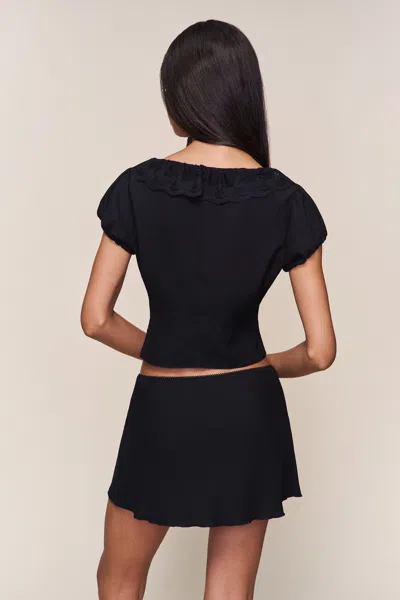 Danielle Guizio Ny Paloma Short Sleeve Top In Black