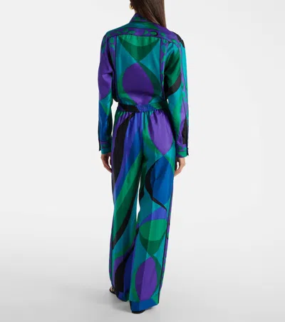 Pucci Silk Straight Trousers In Multi