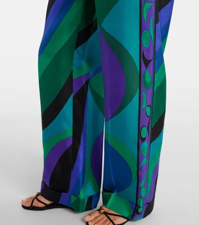 Pucci Silk Straight Trousers In Multi