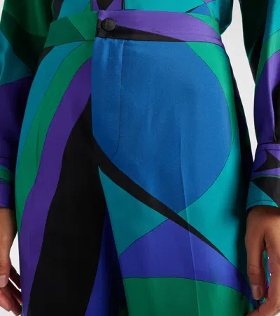 Pucci Silk Straight Trousers In Multi