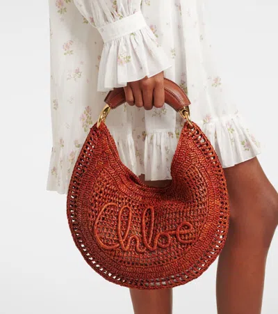Chloé X Made For A Woman Summer Banana Small Raffia Shoulder Bag In Brown