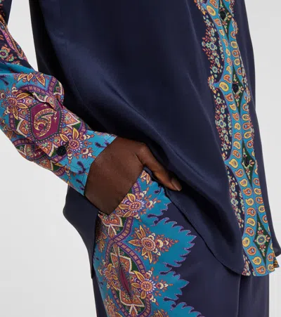 Etro Paisley-print Silk Shirt In Blue