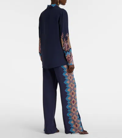 Etro Paisley-print Silk Shirt In Blue