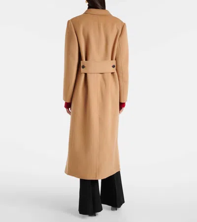Victoria Beckham Womens Camel Double Faced Peak-lapels Wool And Cashmere Coat In Brown