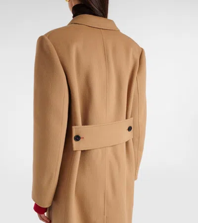 Victoria Beckham Womens Camel Double Faced Peak-lapels Wool And Cashmere Coat In Brown