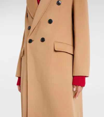 Victoria Beckham Womens Camel Double Faced Peak-lapels Wool And Cashmere Coat In Brown