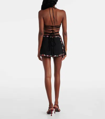 Clio Peppiatt Calypso Embellished Open-back Crop Top In Multi