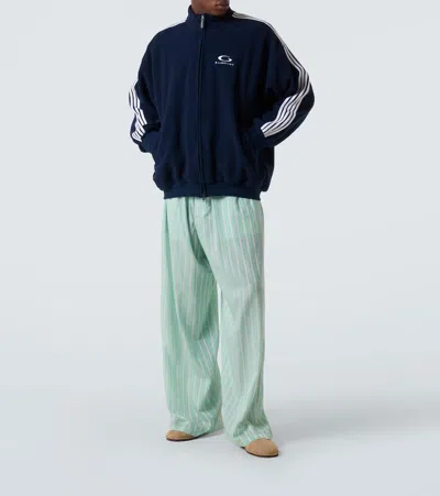 Balenciaga Fabiana Filippi Bicolor Tweed Boucle Jacket In Blue