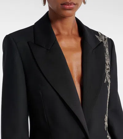 Costarellos Lesia Embellished Wool-blend Blazer In Black