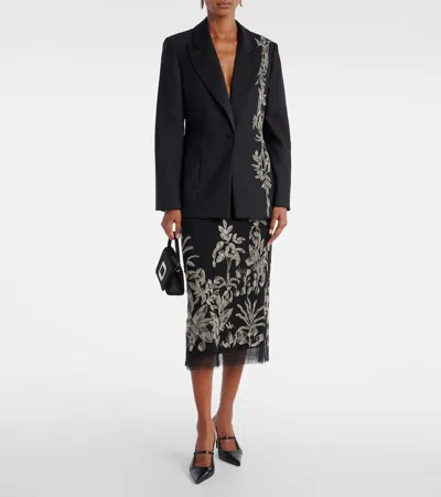 Costarellos Lesia Embellished Wool-blend Blazer In Black
