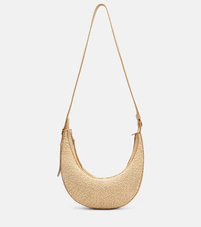 Khaite Augustina Small Raffia And Suede Crossbody Bag In Neutral