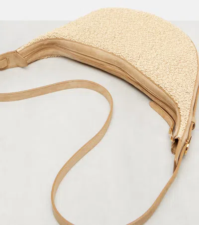 Khaite Augustina Small Raffia And Suede Crossbody Bag In Neutral