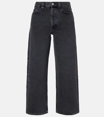 Agolde Mid-rise Wide-leg Denim Trousers In Black