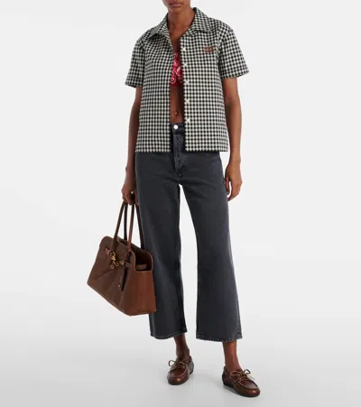 Agolde Mid-rise Wide-leg Denim Trousers In Black