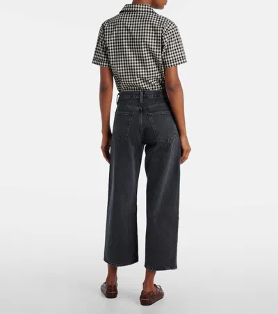 Agolde Mid-rise Wide-leg Denim Trousers In Black