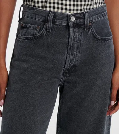 Agolde Mid-rise Wide-leg Denim Trousers In Black