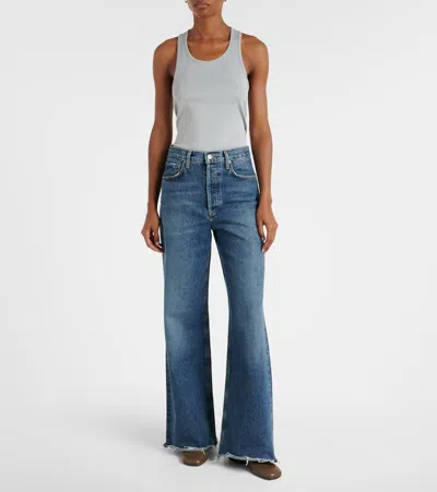Agolde Dame High-rise Wide-leg Denim Trousers In Blue