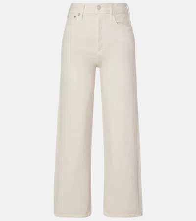 Agolde Ren High-rise Cropped Wide-leg Jeans In Neutral