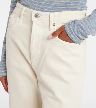 Agolde Ren High-rise Cropped Wide-leg Jeans In Neutral