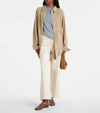 Agolde Ren High-rise Cropped Wide-leg Jeans In Neutral