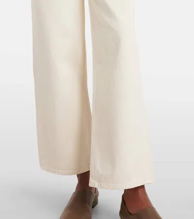 Agolde Ren High-rise Cropped Wide-leg Jeans In Neutral