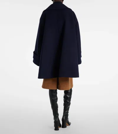 Chloé Wool Blend Short Coat In Blue