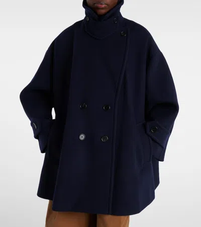 Chloé Wool Blend Short Coat In Blue