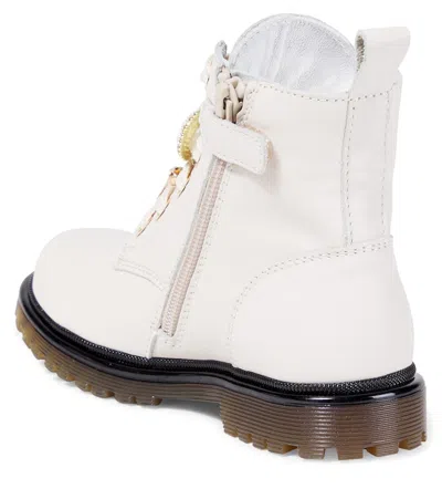 Monnalisa Kids' Floral-appliqué Boots In Neutral