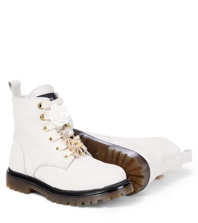 Monnalisa Kids' Floral-appliqué Boots In Neutral
