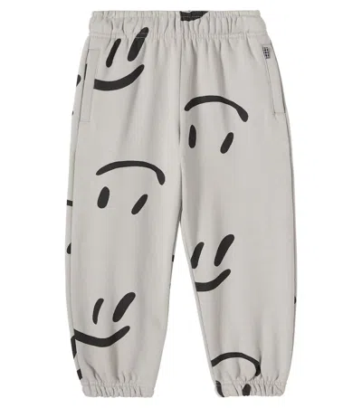 Molo Boy's Adan Smiley-print Cotton Jogger Pants In Gray