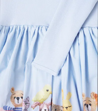 Molo Girl's Candi Poplin-skirt Dress In Blue