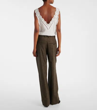 Isabel Marant Wool Blend Straight Pants In Brown