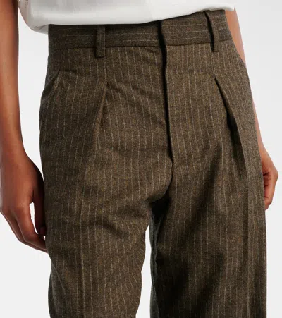 Isabel Marant Wool Blend Straight Pants In Brown