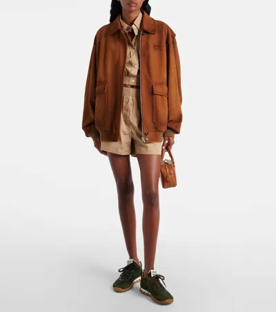 Miu Miu Tyre Technical Fabric And Suede Sneakers In Green