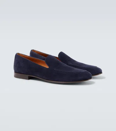 Dolce & Gabbana Logo-embellished Suede Loafers In Blue