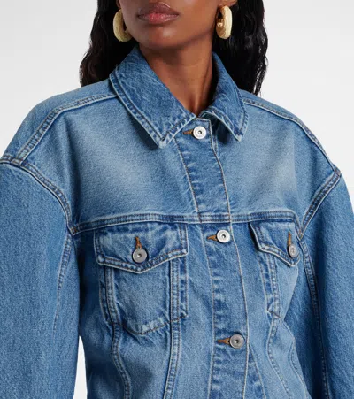 Jacquemus Classic Cotton Denim Jacket With Tailored Hem And Chest Pockets In Blue