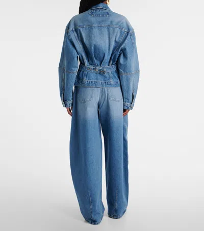 Jacquemus Classic Cotton Denim Jacket With Tailored Hem And Chest Pockets In Blue