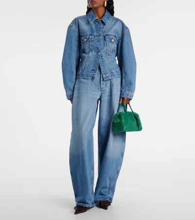 Jacquemus Classic Cotton Denim Jacket With Tailored Hem And Chest Pockets In Blue