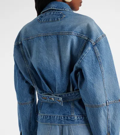 Jacquemus Classic Cotton Denim Jacket With Tailored Hem And Chest Pockets In Blue