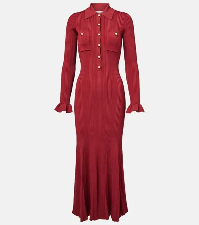 罗纹针织中长连衣裙