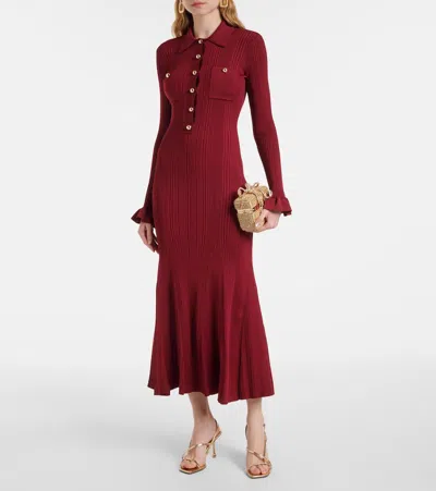 罗纹针织中长连衣裙