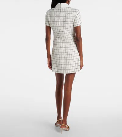 Self-portrait Checked Boucle Mini Dress In White