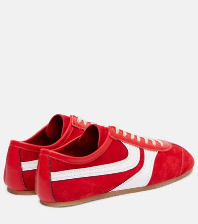 Dries Van Noten 70s Marathon Spirit Suede Low-top Sneakers In Red