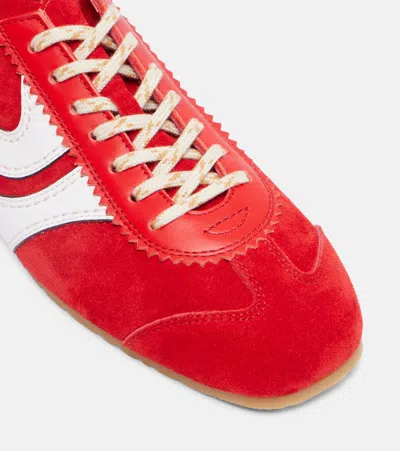 Dries Van Noten 70s Marathon Spirit Suede Low-top Sneakers In Red