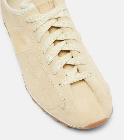 Jacquemus Sneaker Tennis In Ivory Crocodile Effect Suede Women In Neutral