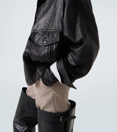 Saint Laurent Bomber Jacket In Bubbled Lambskin With Zip Clothing In Black