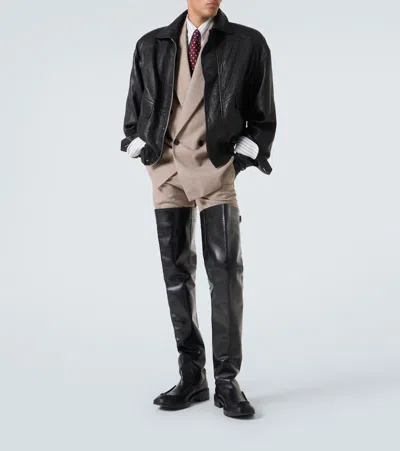 Saint Laurent Bomber Jacket In Bubbled Lambskin With Zip Clothing In Black