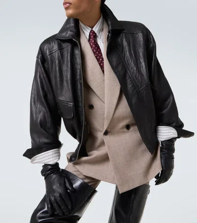 Saint Laurent Bomber Jacket In Bubbled Lambskin With Zip Clothing In Black