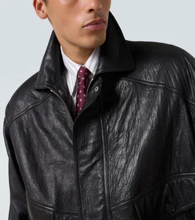 Saint Laurent Bomber Jacket In Bubbled Lambskin With Zip Clothing In Black