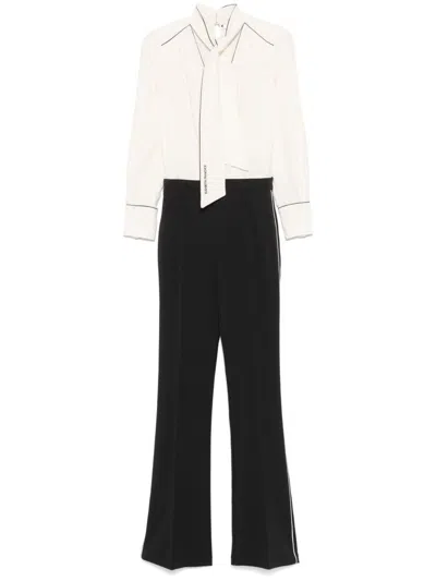 Elisabetta Franchi Fitted Black Jumpsuit With Blouse Top In Black